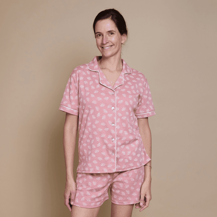 Pijama Mujer Corto Algodón Pima Espiga Palo Rosa - SimplyB