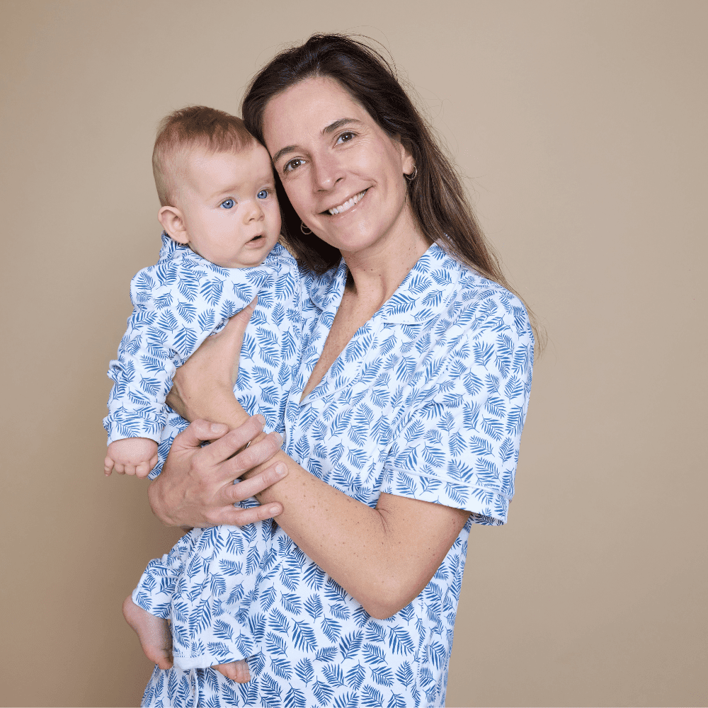 Pijama Mujer Corto Algodón Pima Helecho Azul - SimplyB