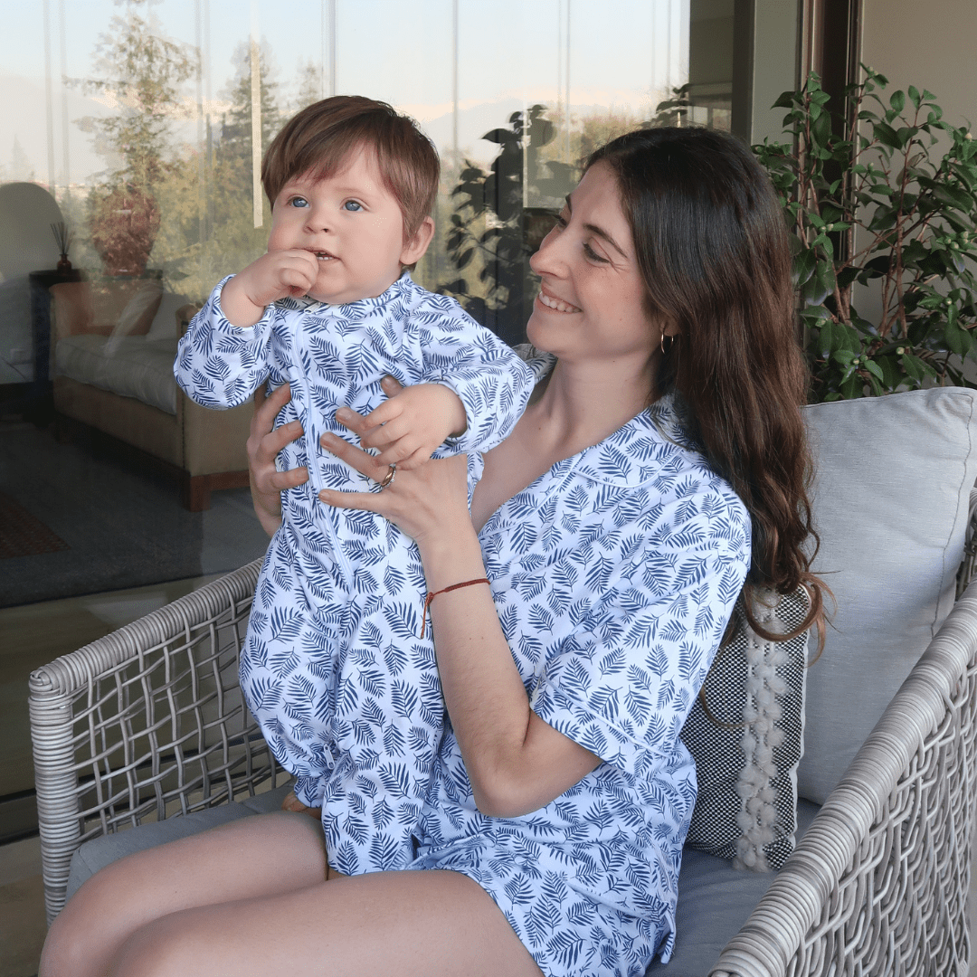 Pijama Mujer Corto Algodón Pima Helecho Azul - SimplyB