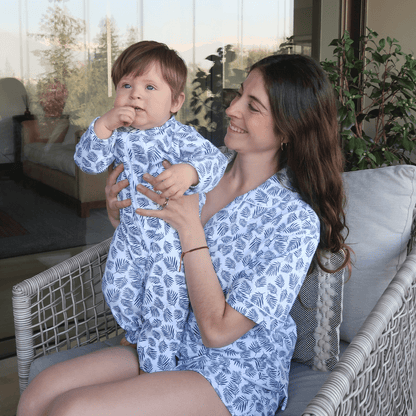 Pijama Mujer Corto Algodón Pima Helecho Azul - SimplyB