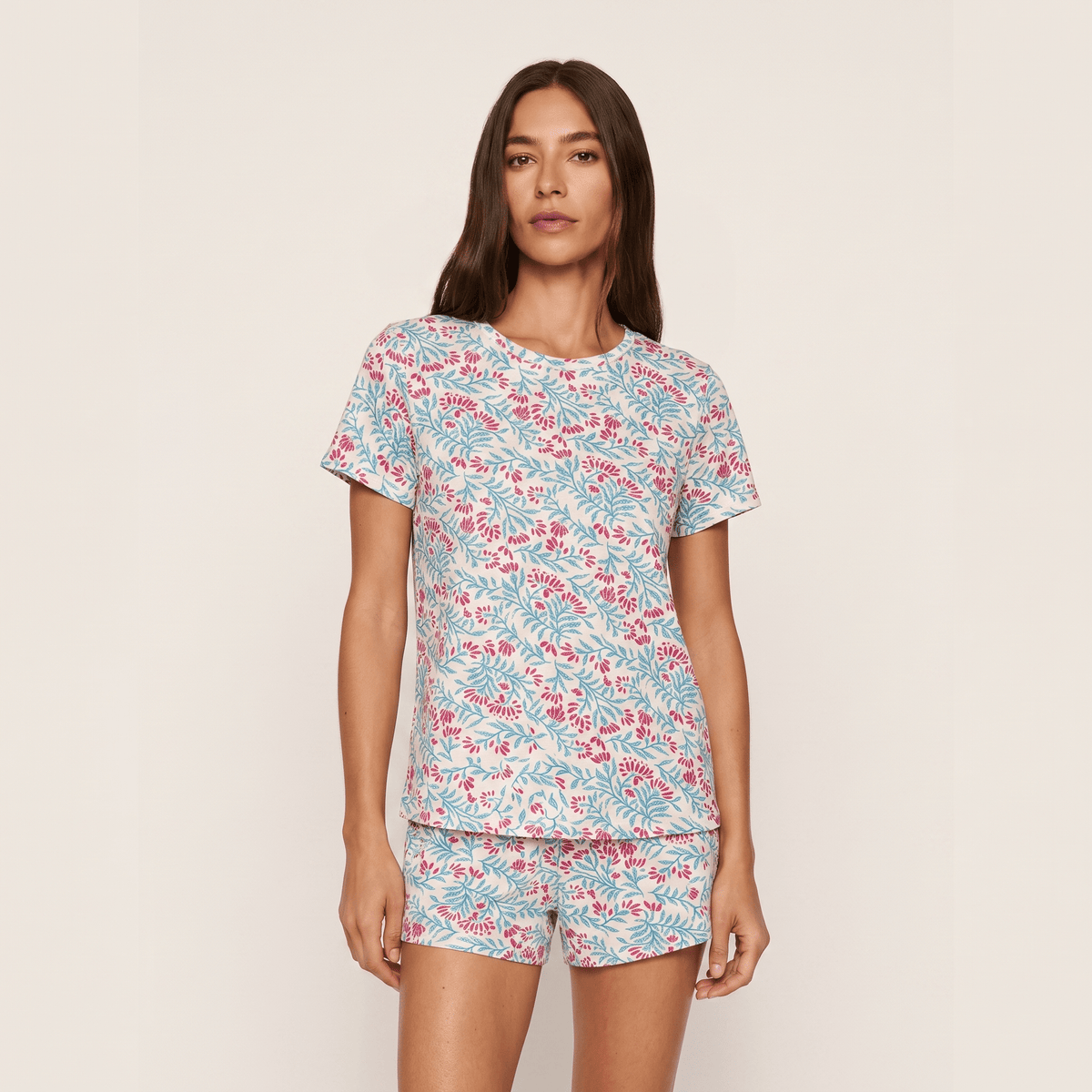 Pijama Mujer corto cuello polo enredadera uva - SimplyB