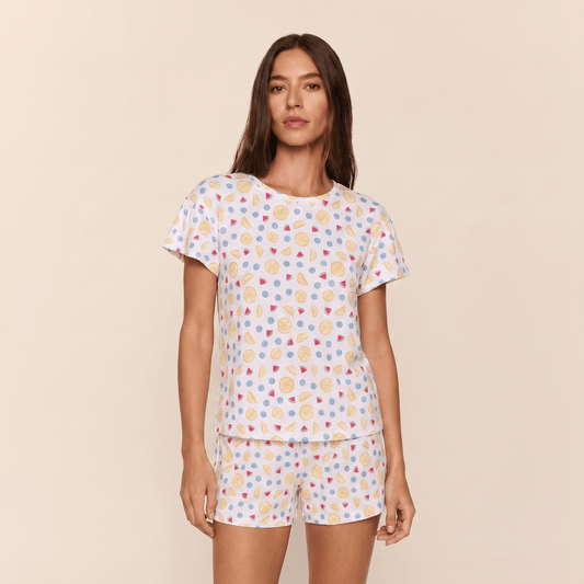 Pijama mujer corto cuello polo frutal - SimplyB