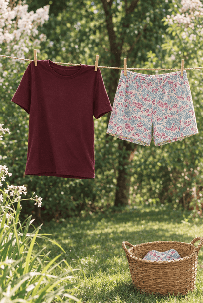 Pijama Mujer corto enredadera uva polera lisa - SimplyB