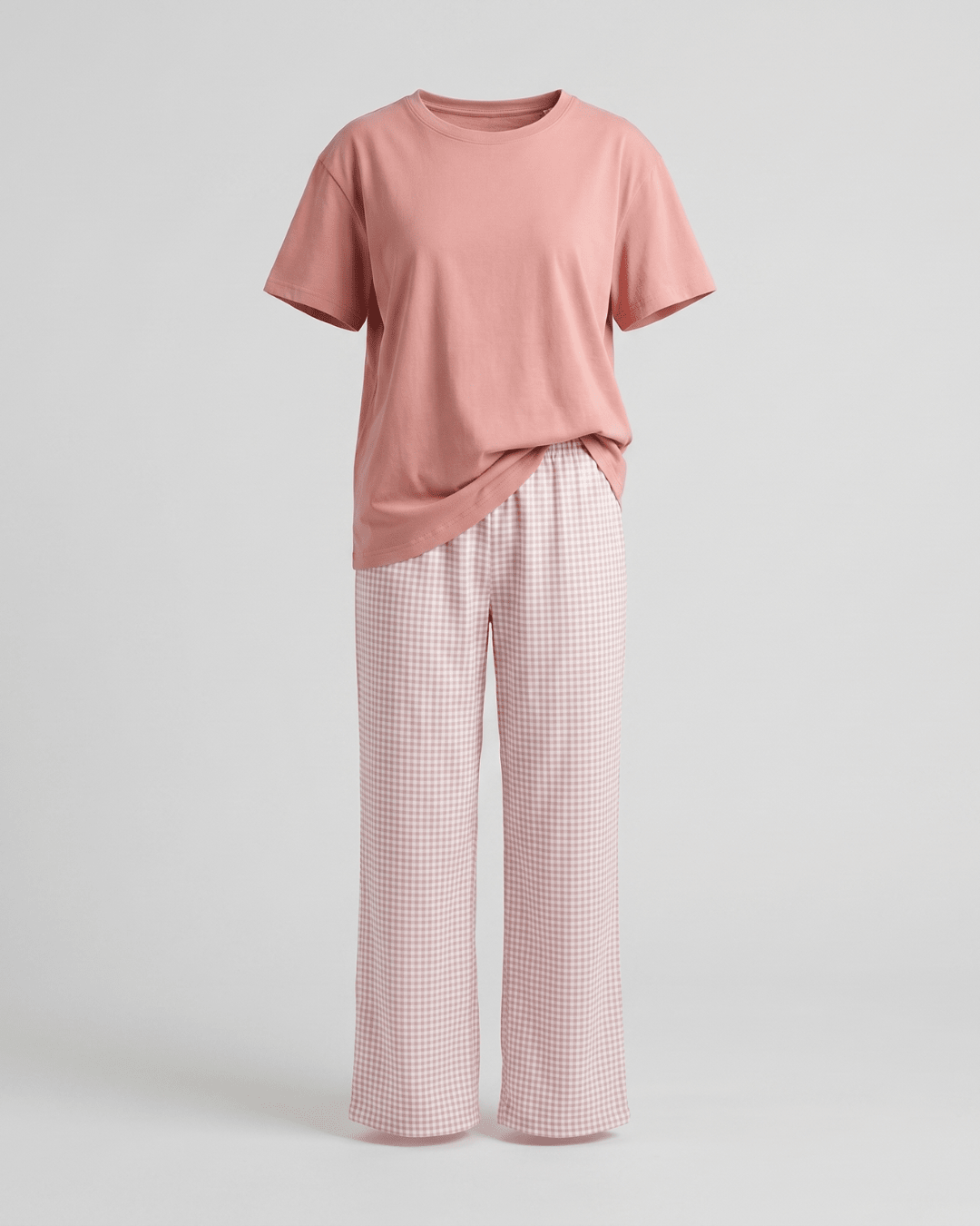 Pijama Mujer Manga Corta Algodón Pima Vichy Rosado - SimplyB