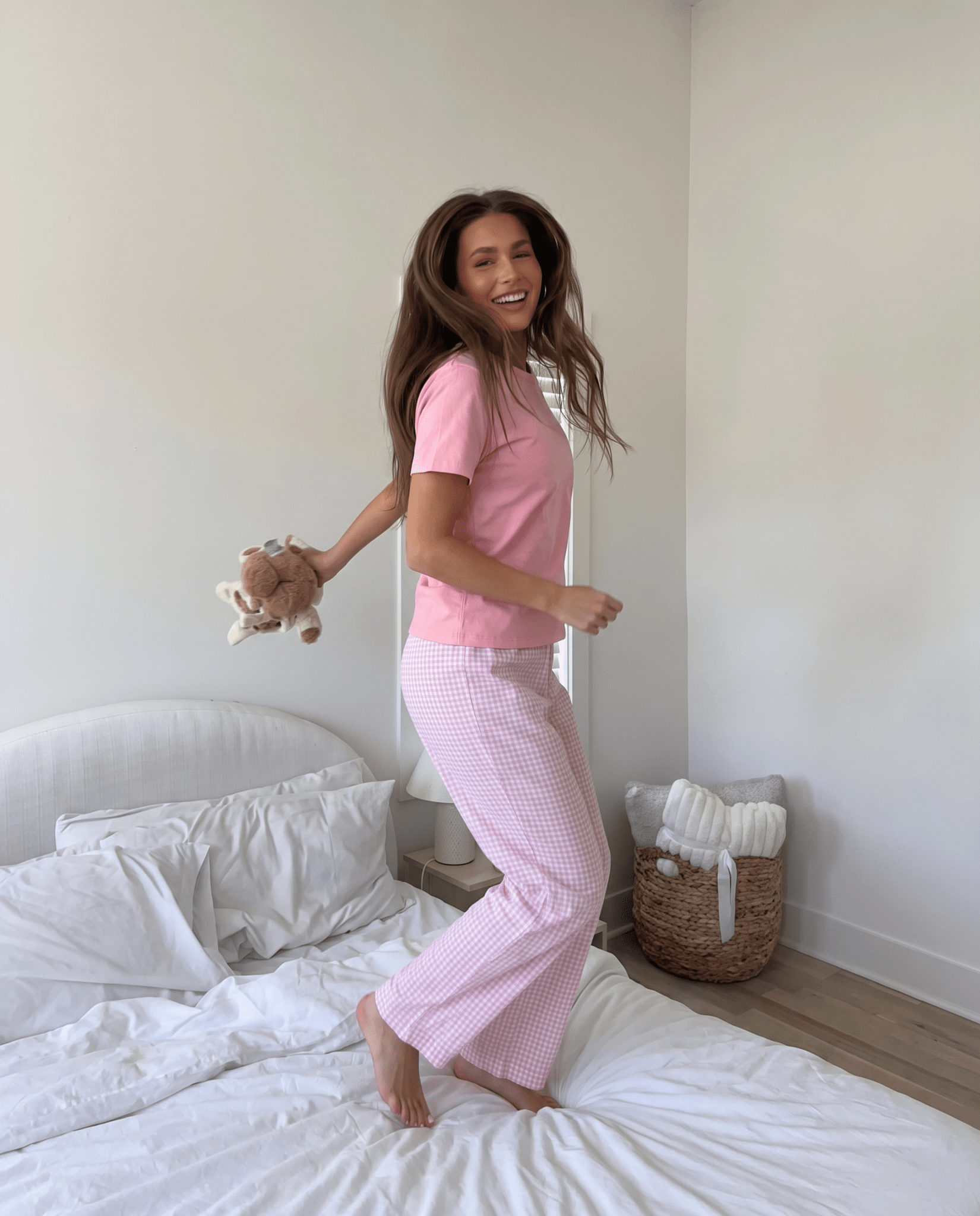 Pijama Mujer Manga Corta Algodón Pima Vichy Rosado - SimplyB
