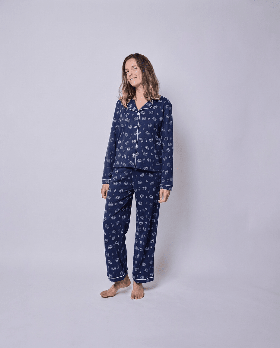 Pijama Mujer Manga Larga Algodón Pima Cangrejos - SimplyB