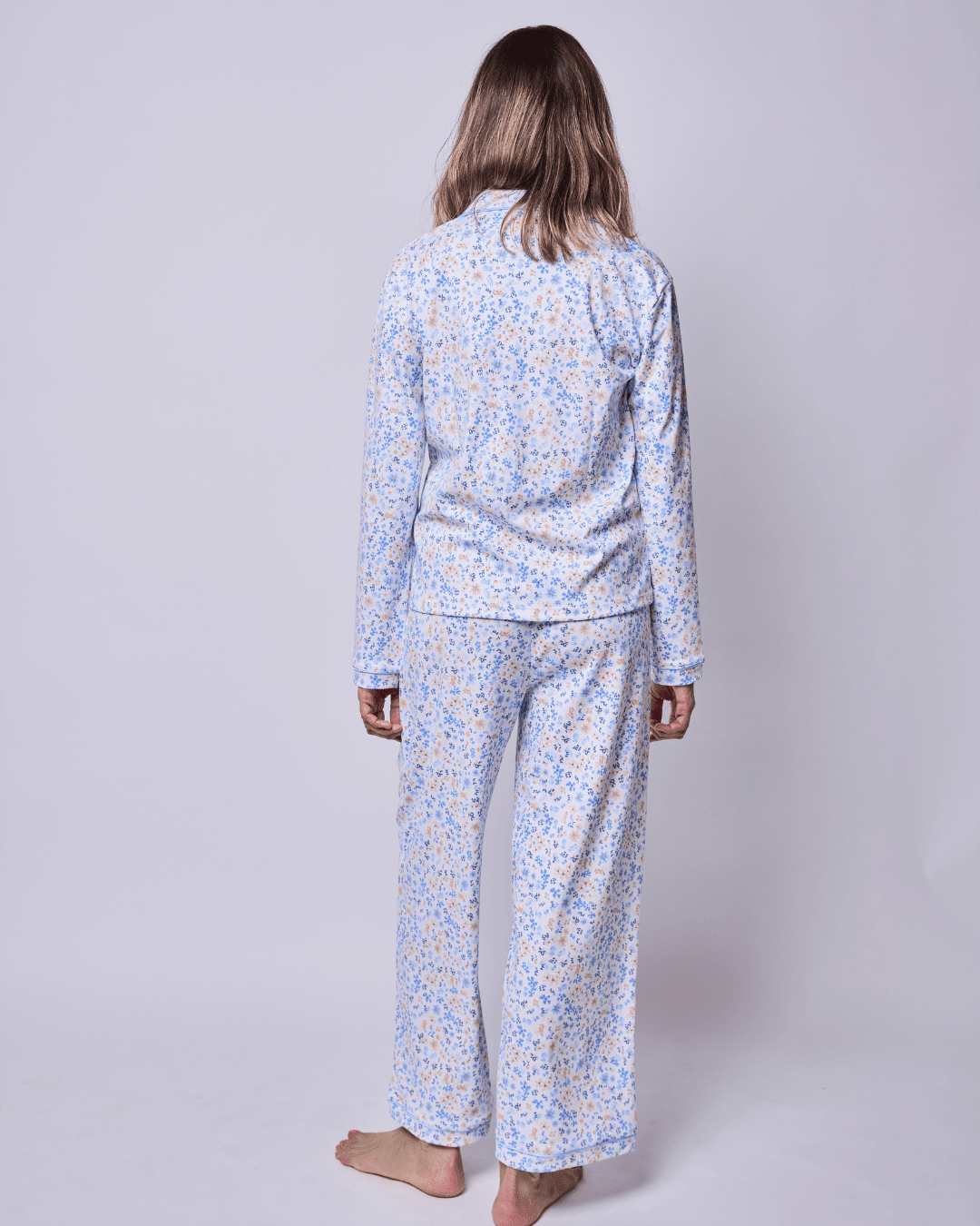 Pijama Mujer Manga Larga Algodón Pima Flores Otoñal - SimplyB