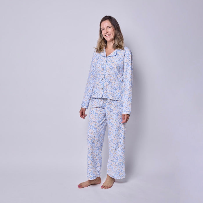 Pijama Mujer Manga Larga Algodón Pima Flores Otoñal - SimplyB
