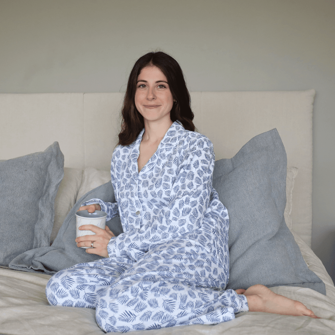 Pijama Mujer Manga Larga Algodón Pima Helecho Azul - SimplyB