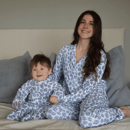 Pijama Mujer Manga Larga Algodón Pima Helecho Azul - SimplyB
