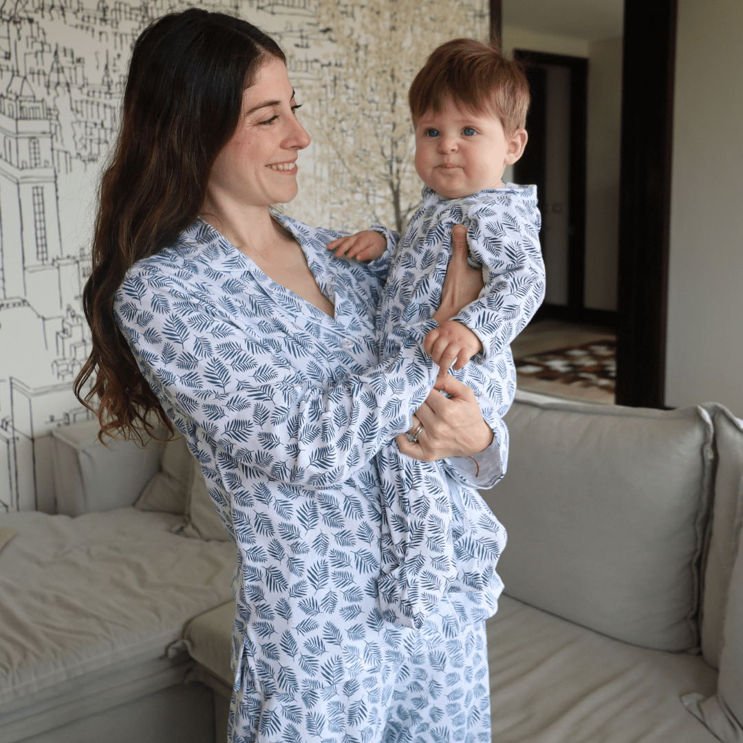 Pijama Mujer Manga Larga Algodón Pima Helecho Azul - SimplyB