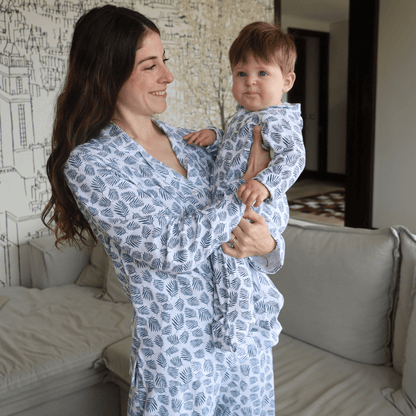Pijama Mujer Manga Larga Algodón Pima Helecho Azul - SimplyB
