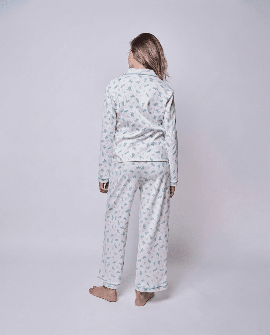 Pijama Mujer Manga Larga Algodón Pima Tortugas Acuarela - SimplyB