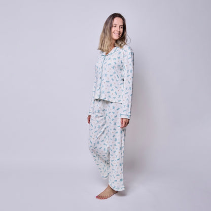 Pijama Mujer Manga Larga Algodón Pima Tortugas Acuarela - SimplyB