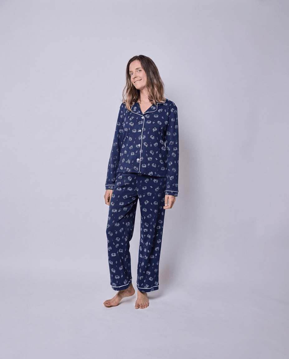 Pijama mujer manga larga con blusa cangrejos algodón pima - SimplyB