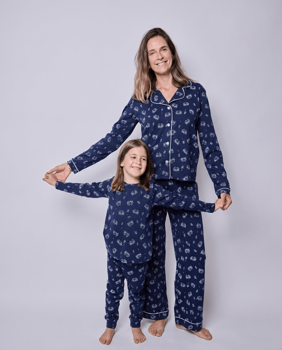 Pijama mujer manga larga con blusa cangrejos algodón pima - SimplyB