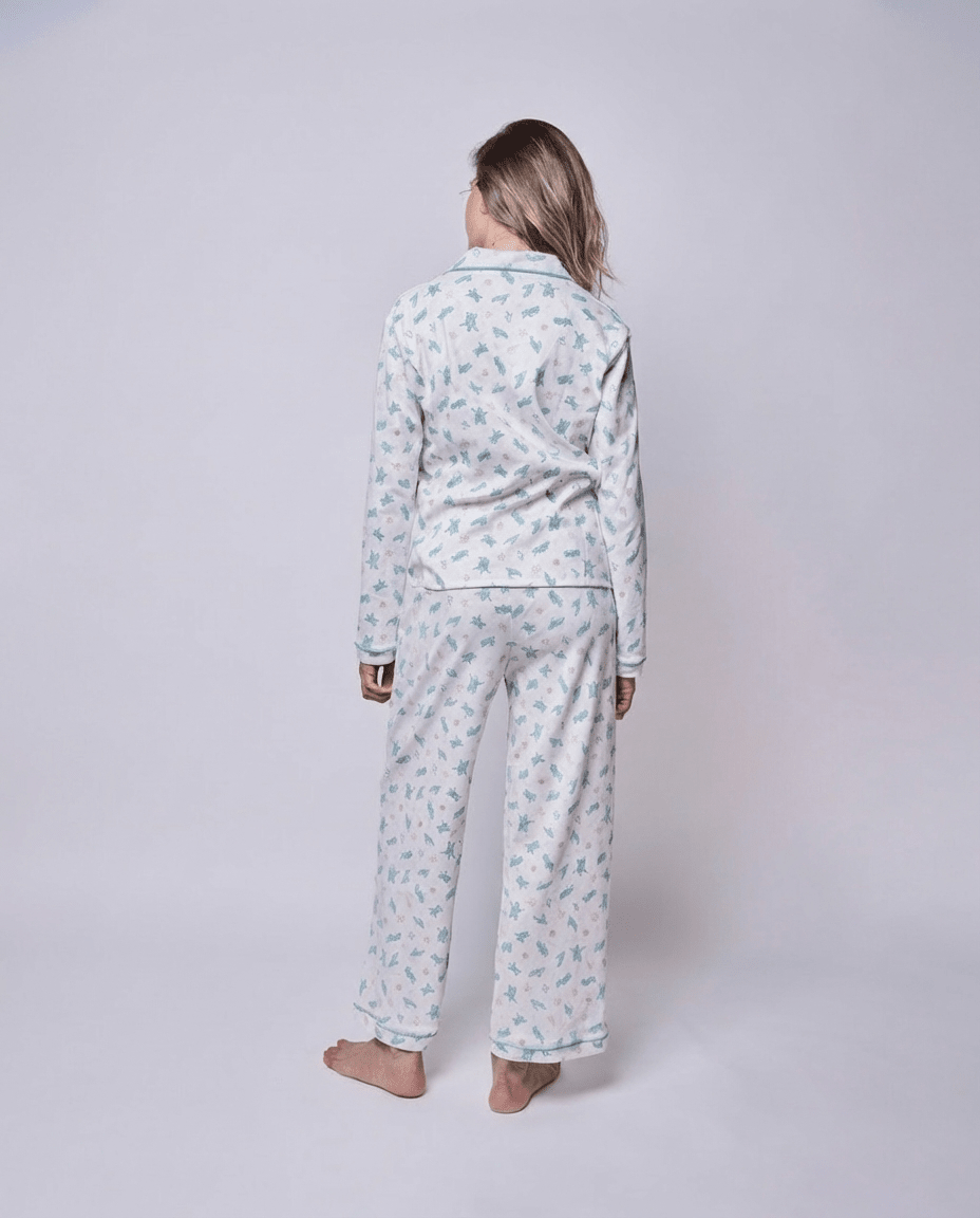 Pijama mujer manga larga con blusa tortugas acuarela algodón pima - SimplyB