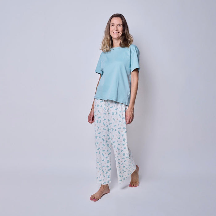 Pijama Mujer Pantalón y Polera Algodón Pima Tortugas Acuarela - SimplyB