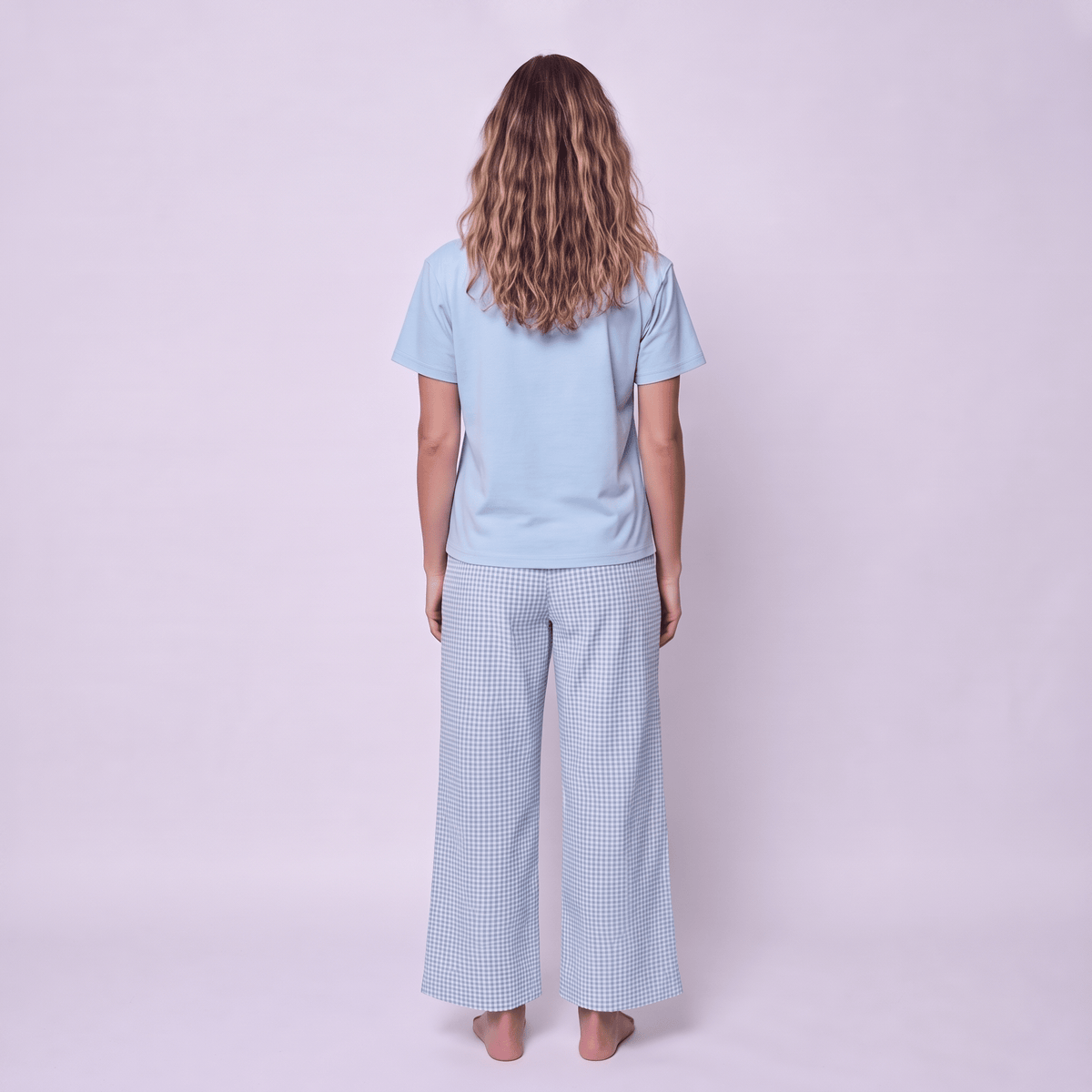 Pijama Mujer Pantalón y Polera Algodón Pima Vichy Verde - SimplyB
