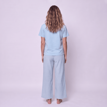 Pijama Mujer Pantalón y Polera Algodón Pima Vichy Verde - SimplyB