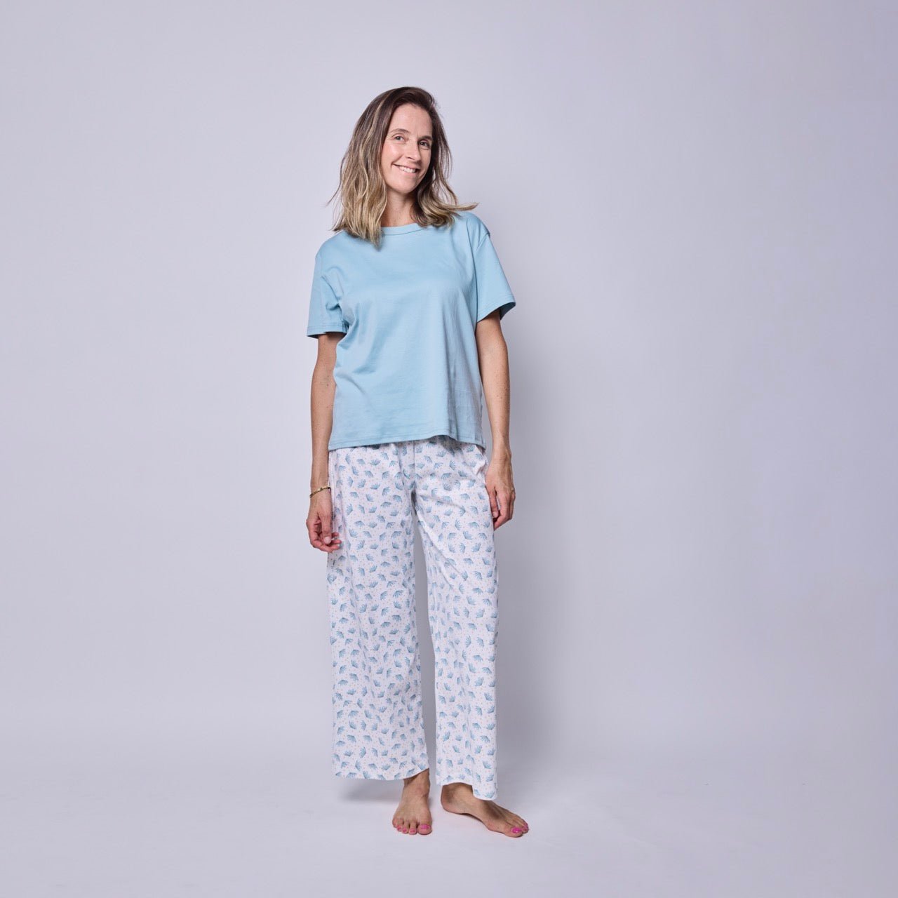 Pijama mujer pantalón y polera botánico algodón pima - SimplyB