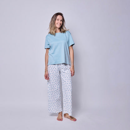 Pijama mujer pantalón y polera botánico algodón pima - SimplyB