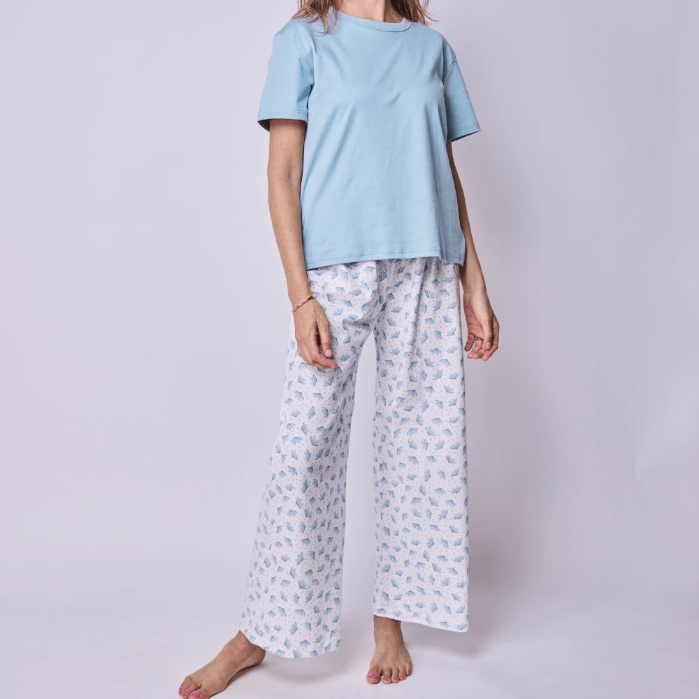 Pijama mujer pantalón y polera botánico algodón pima - SimplyB