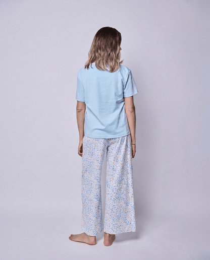 Pijama mujer pantalón y polera flores otoñal algodón pima - SimplyB