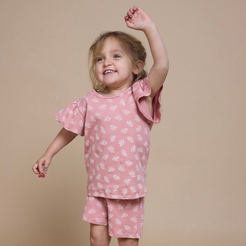 Pijama Niña Corto Algodón Espiga Palo Rosa - SimplyB
