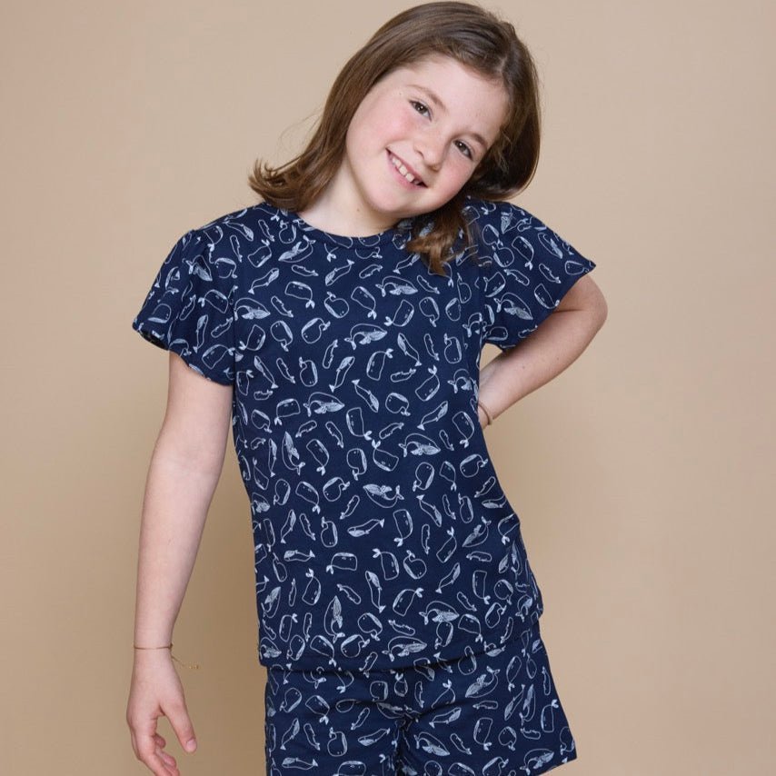 Pijama Niña Corto Algodón Pima Ballenas - SimplyB