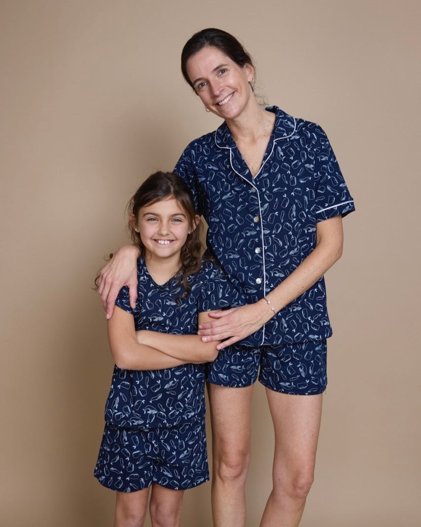 Pijama Niña Corto Algodón Pima Ballenas - SimplyB