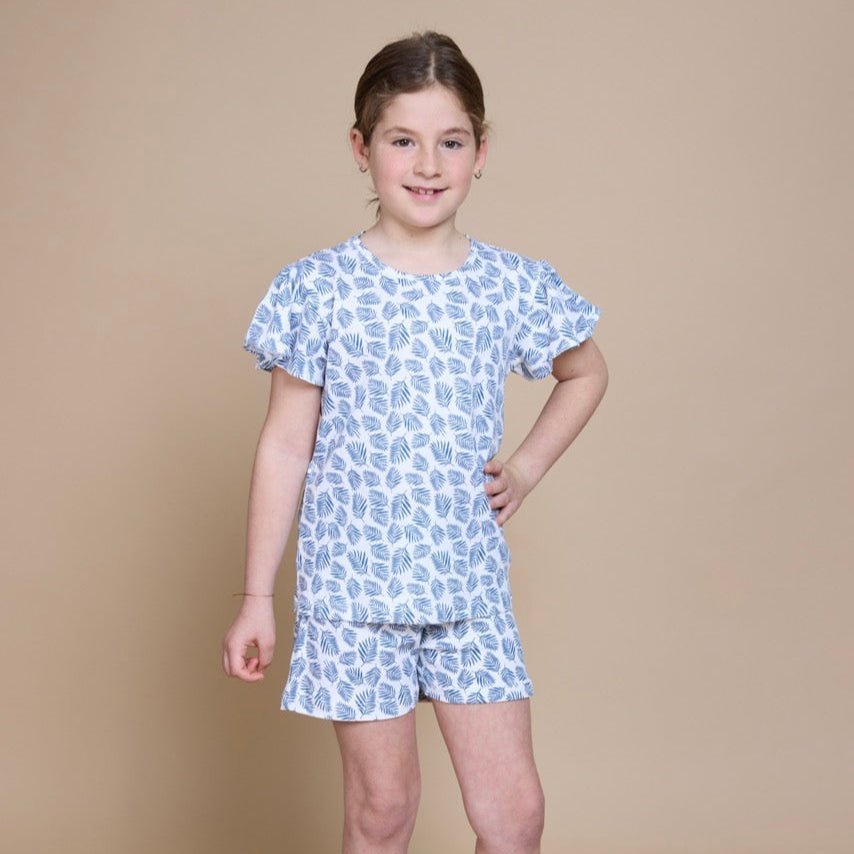 Pijama Niña Corto Algodón Pima Helechos Azules - SimplyB
