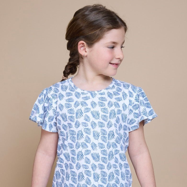 Pijama Niña Corto Algodón Pima Helechos Azules - SimplyB