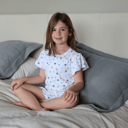 Pijama Niña Corto Algodón Pima Palmeras de Colores - SimplyB