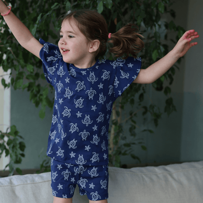 Pijama Niña Corto Algodón Pima Tortugas - SimplyB