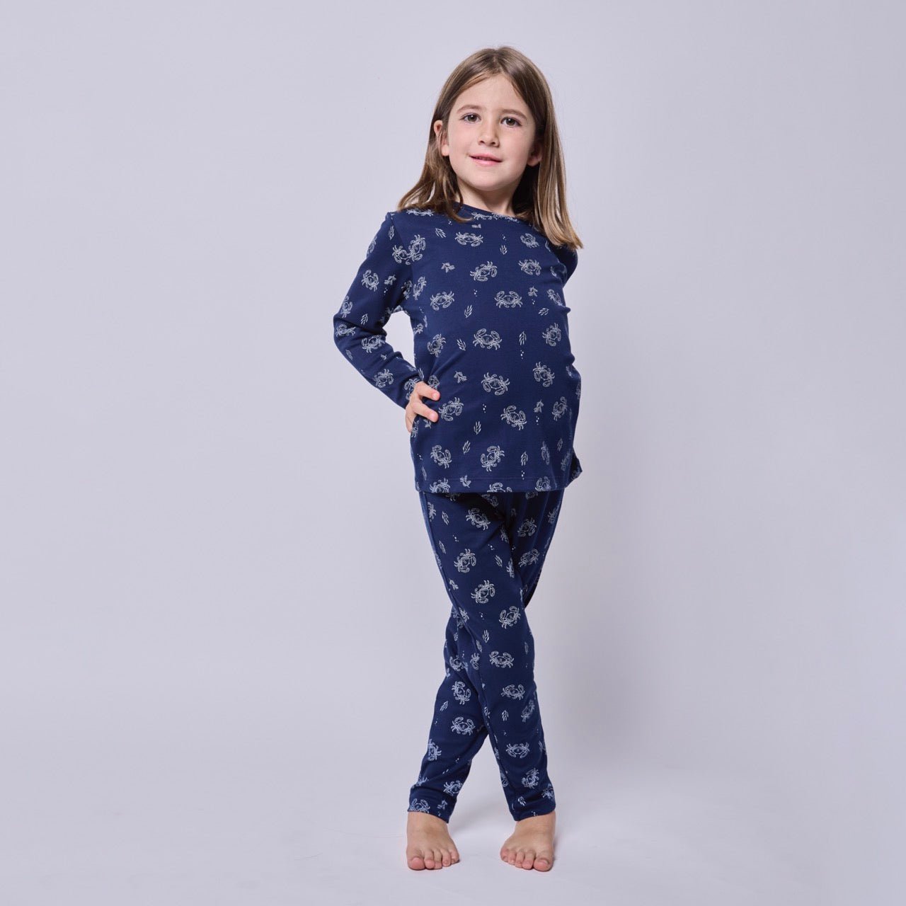 Pijama Niña Manga Larga Algodón Pima Cangrejos - SimplyB