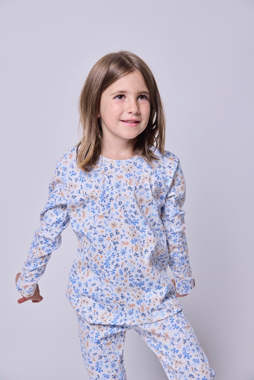 Pijama Niña Manga Larga Algodón Pima Flores Otoñal - SimplyB
