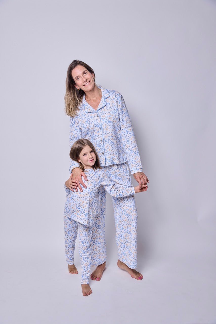 Pijama Niña Manga Larga Algodón Pima Flores Otoñal - SimplyB