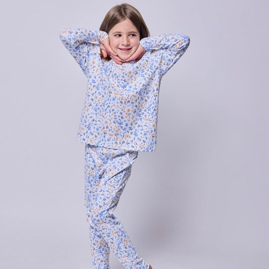 Pijama Niña Manga Larga Algodón Pima Flores Otoñal - SimplyB