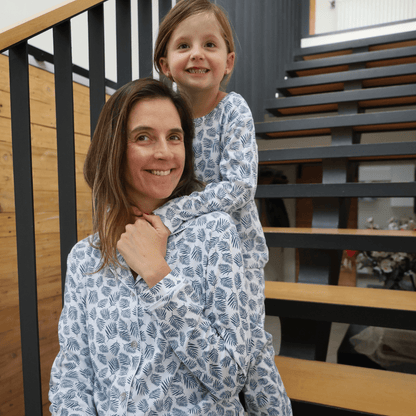 Pijama Niña Manga Larga Algodón Pima Helecho Azul - SimplyB