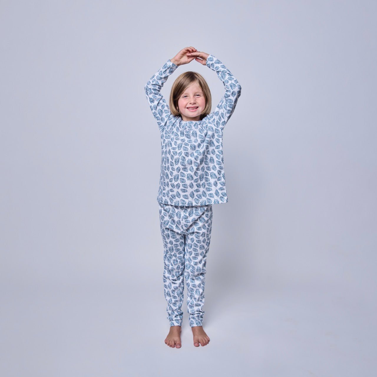 Pijama Niña Manga Larga Algodón Pima Helecho Azul - SimplyB