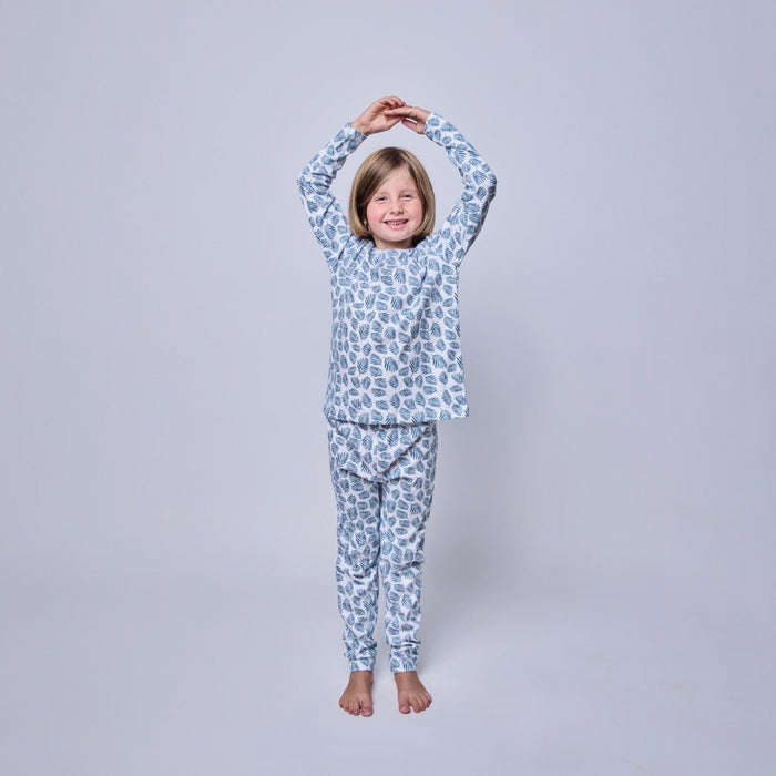 Pijama Niña Manga Larga Algodón Pima Helecho Azul - SimplyB