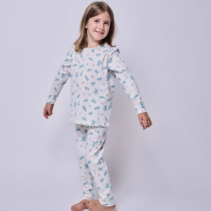 Pijama Niña Manga Larga Algodón Pima Tortugas Acuarela - SimplyB