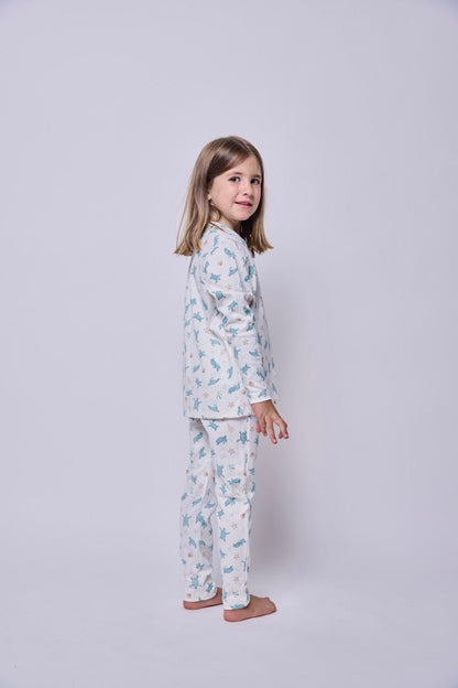 Pijama Niña Manga Larga Algodón Pima Tortugas Acuarela - SimplyB