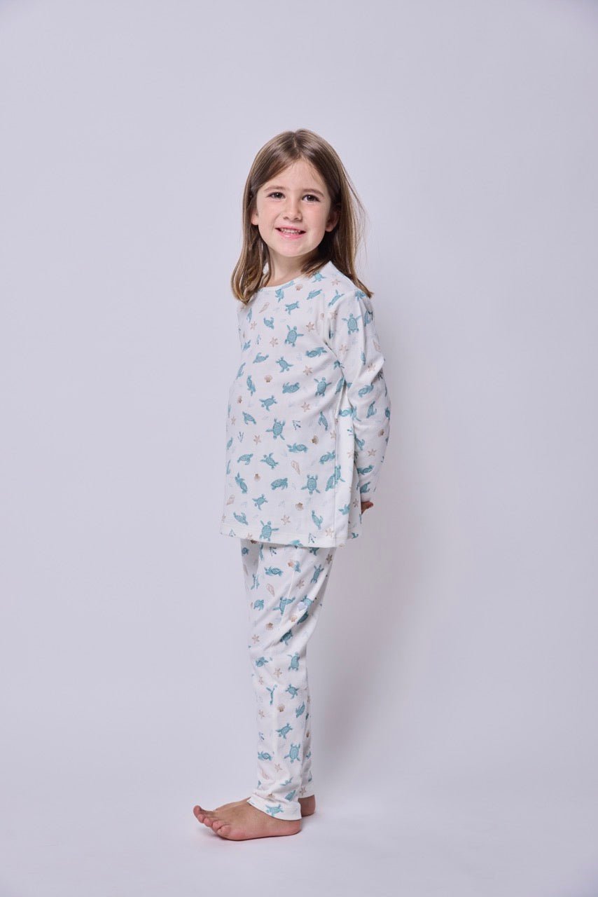 Pijama Niña Manga Larga Algodón Pima Tortugas Acuarela - SimplyB