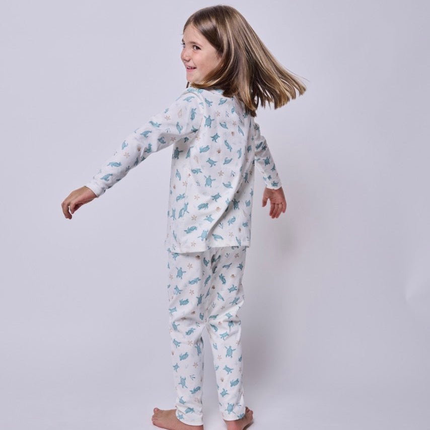 Pijama Niña Manga Larga Algodón Pima Tortugas Acuarela - SimplyB