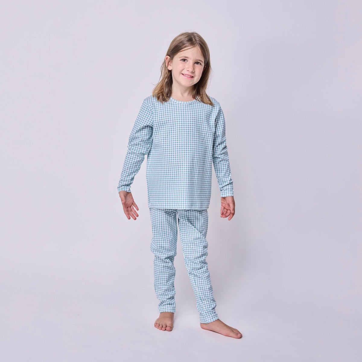Pijama Niña Manga Larga Algodón Pima Vichy Verde - SimplyB