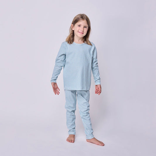 Pijama niña manga larga vichy verde algodón pima - SimplyB