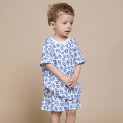 Pijama Niño Corto Algodón Pima Helecho Azul - SimplyB