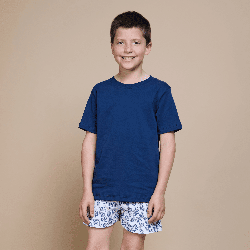 Pijama Niño Corto Algodón Pima Helecho Azul - SimplyB